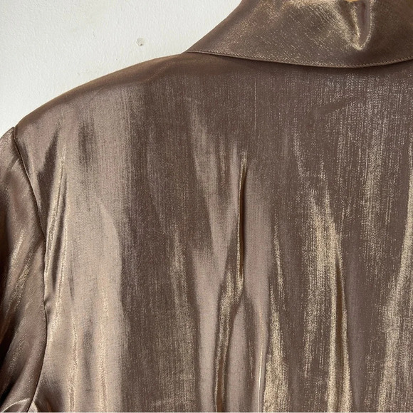 Vintage 90s ‎ / Y2K gold bronze lamé button down shirt 4 petite - Picture 7 of 7